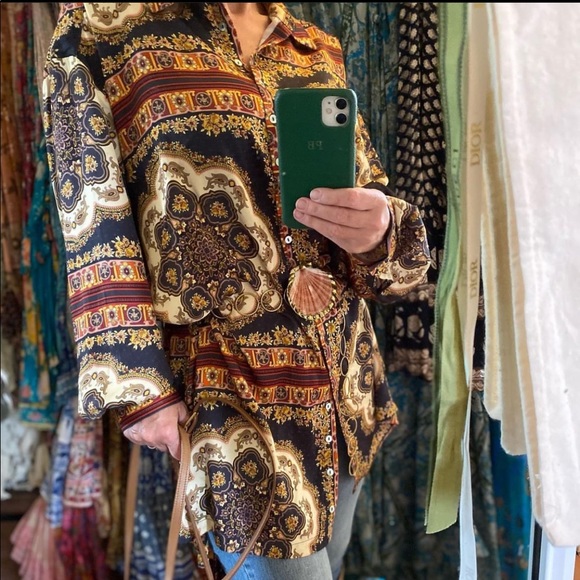 Spell X Elle Ferguson Rumor Print Shirt Dress in Regal - Picture 11 of 16